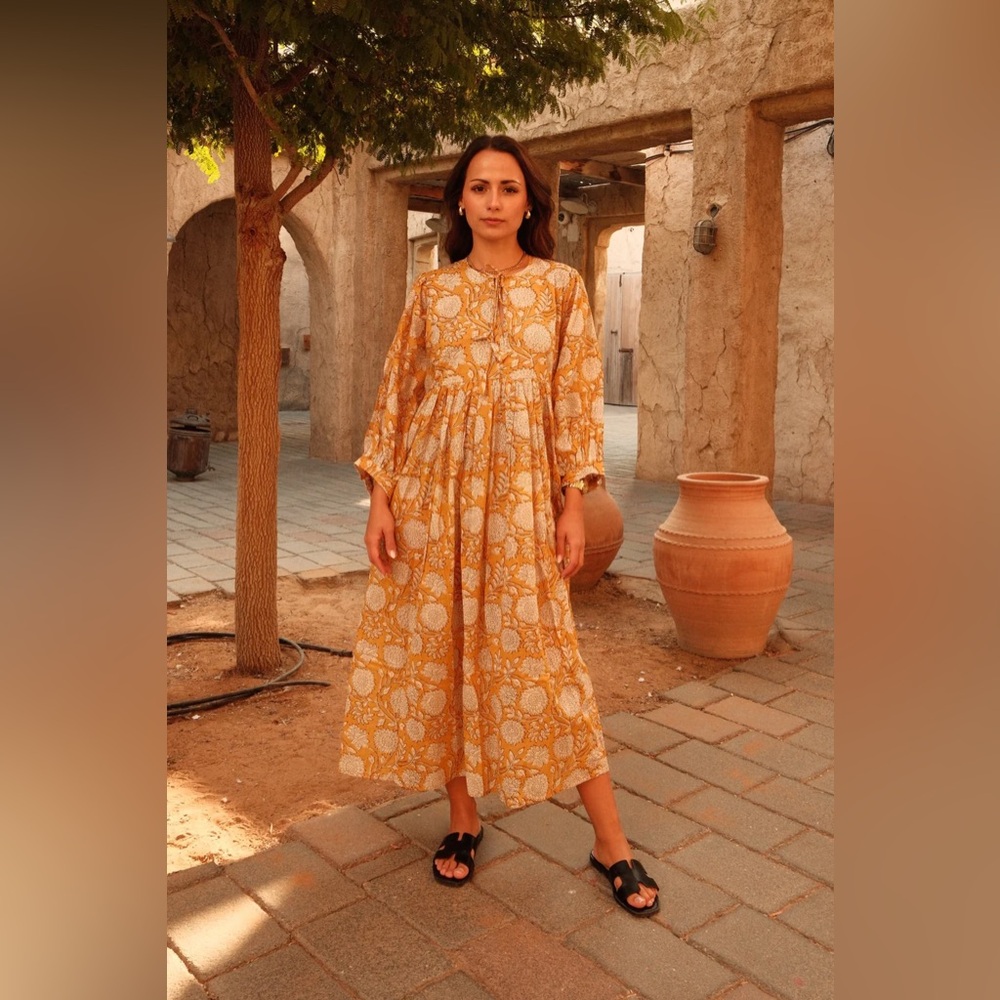 Daughters of India Maya Midi Dress in Daffodil